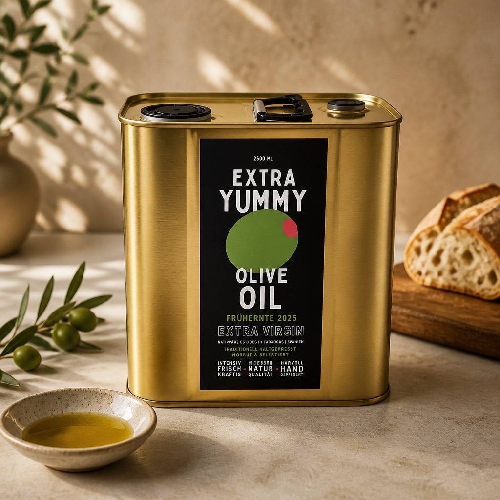 Extra-Yummy-Dose mit Brot und Olivenöl